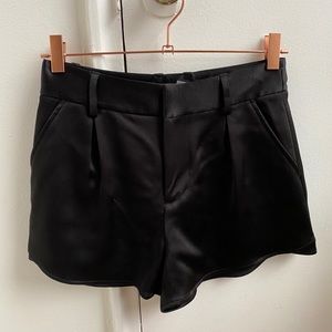 Alice + Olivia black silk shorts